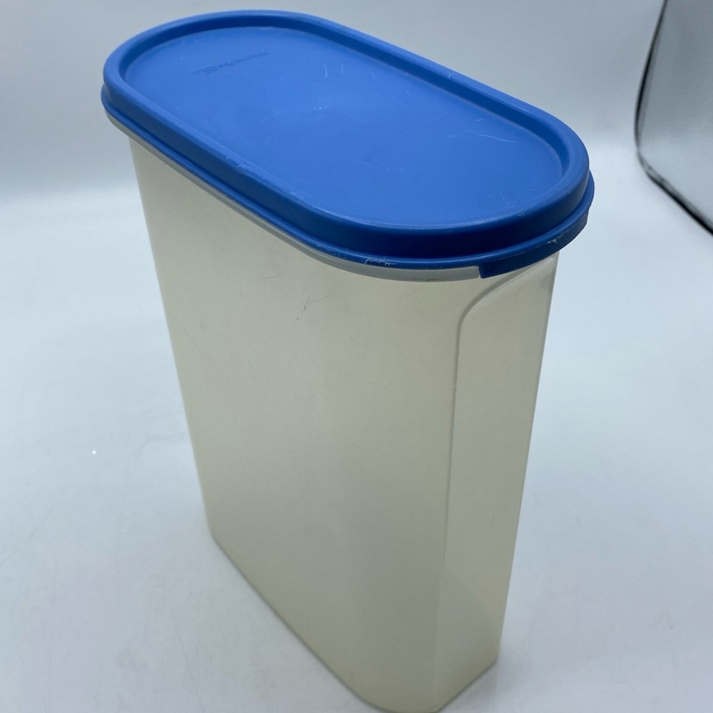 Tupperware Modular Mates Oval #4 Container 9.75 Cup #1614 Blue Seal Clear Body